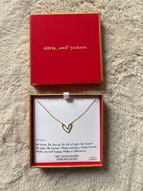 Olivia and Jackson Gold Heart Outline Necklace